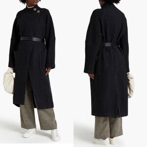 ba&sh Dark Gray Long Wool Lady Coat Size Large
